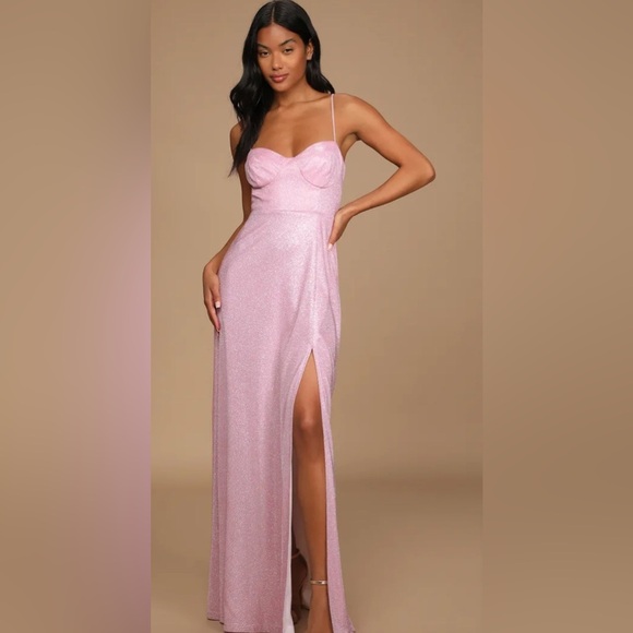 LuLu’s shimmering pink maxi dress size medium - Picture 1 of 16